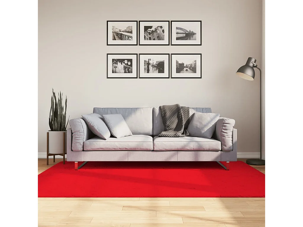 Tapis OVIEDO à poils courts rouge 140x200