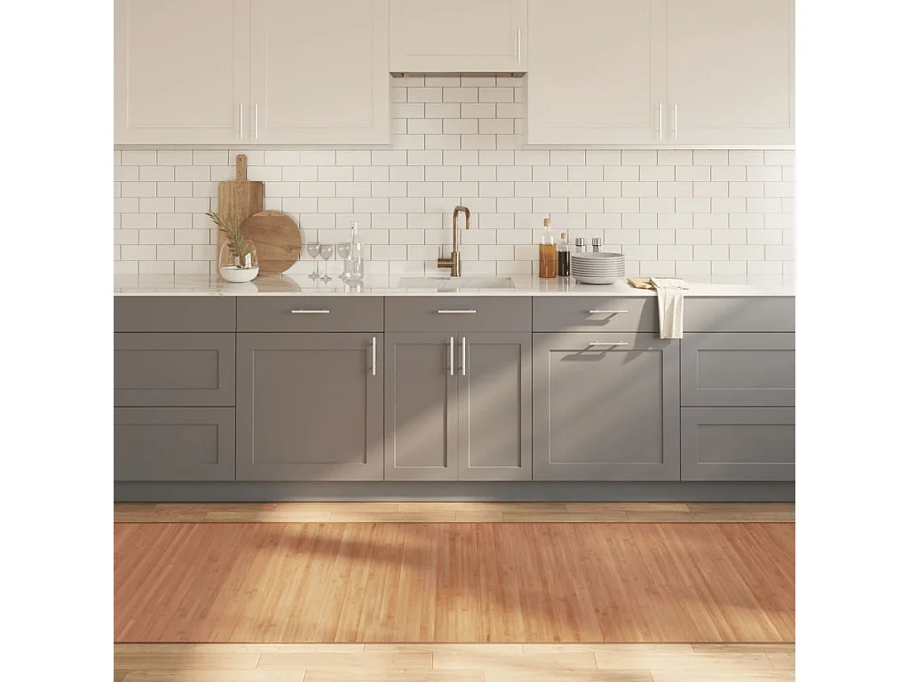 Tapis rectangulaire naturel 100x300 bambou