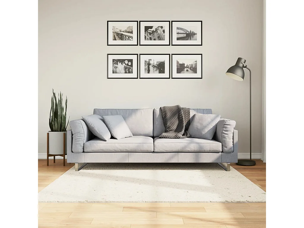 Tapis shaggy à poils longs moderne crème 160x160