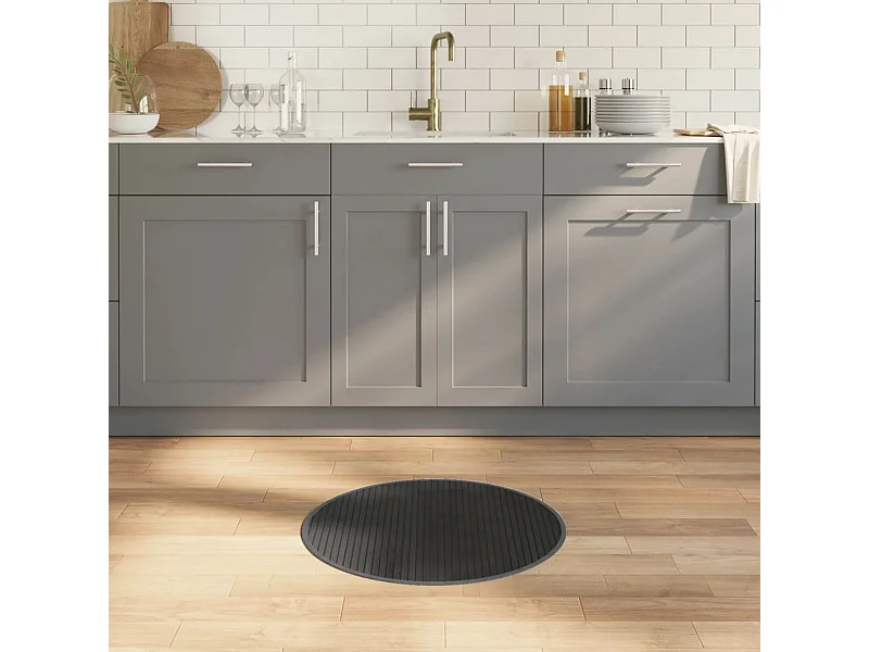 Tapis rond gris 60cm bambou