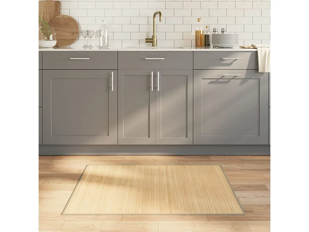 Tapis rectangulaire naturel clair 80x100 bambou