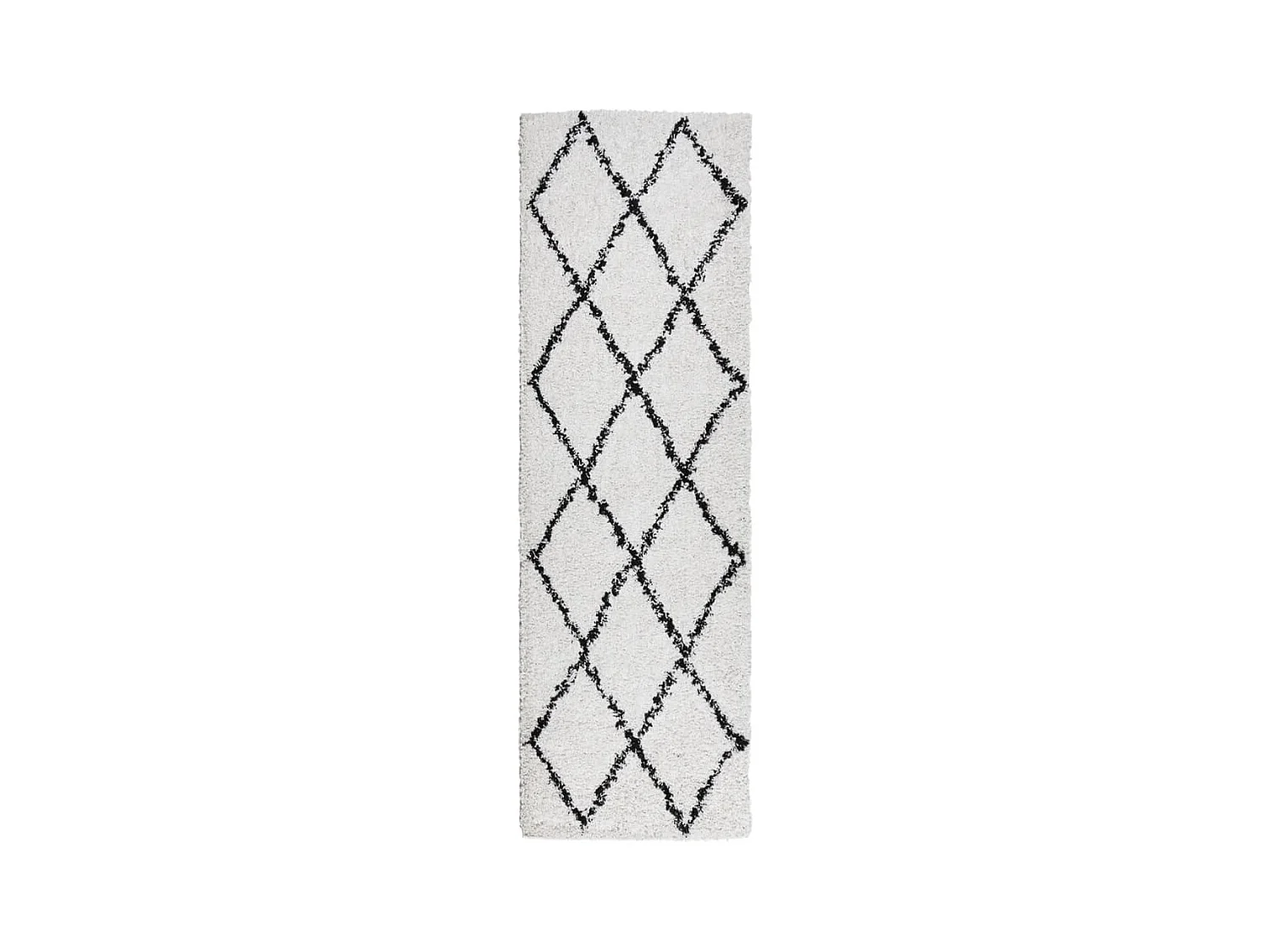 Tapis shaggy à poils longs moderne crème et noir 80x250