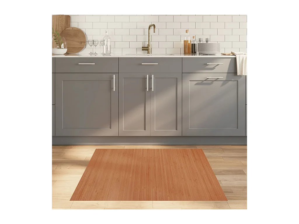 Tapis rectangulaire naturel 100x100 bambou
