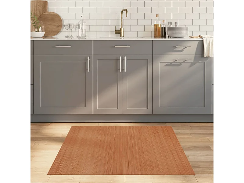 Tapis rectangulaire naturel 100x100 bambou