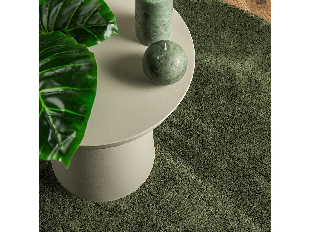 Tapis HUARTE à poils courts doux et lavable vert forêt Ø 80cm