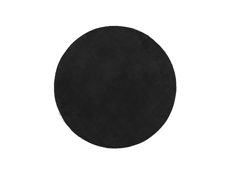 Tapis HUARTE à poils courts doux et lavable noir Ø 120cm