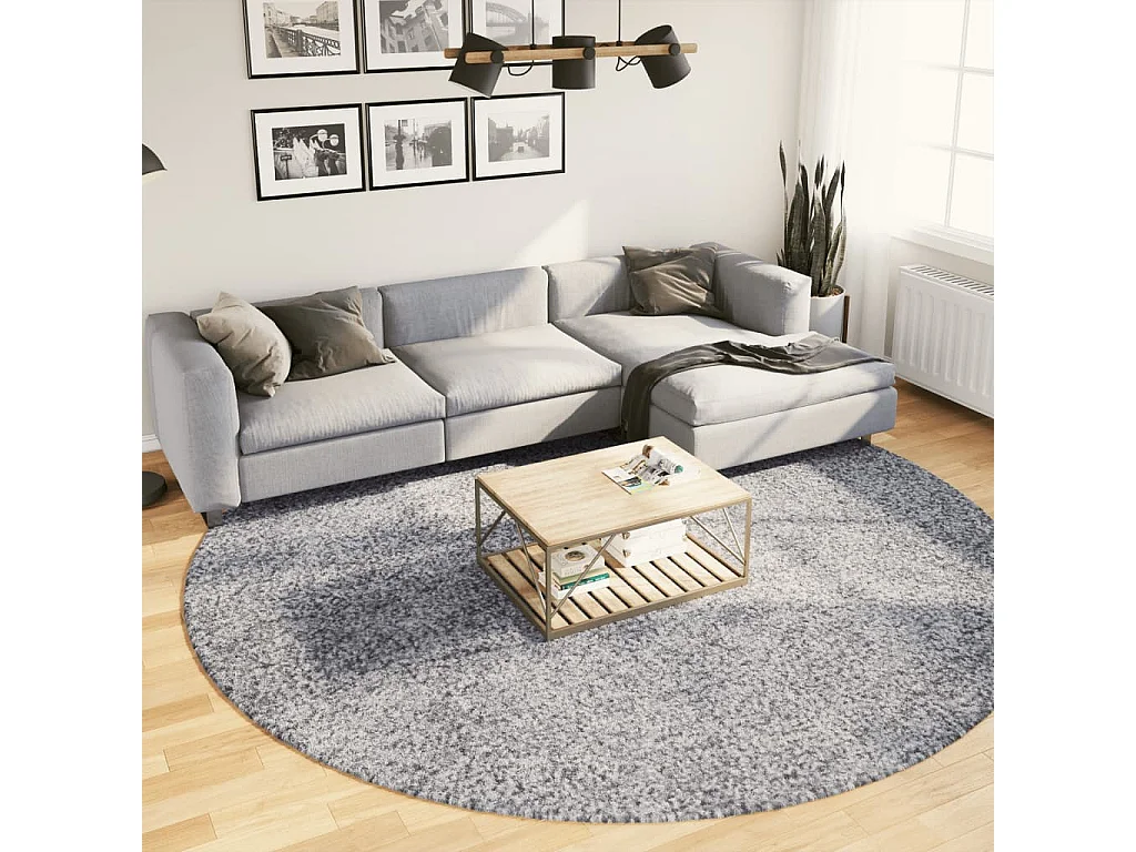 Tapis shaggy à poils longs moderne bleu Ø 280cm