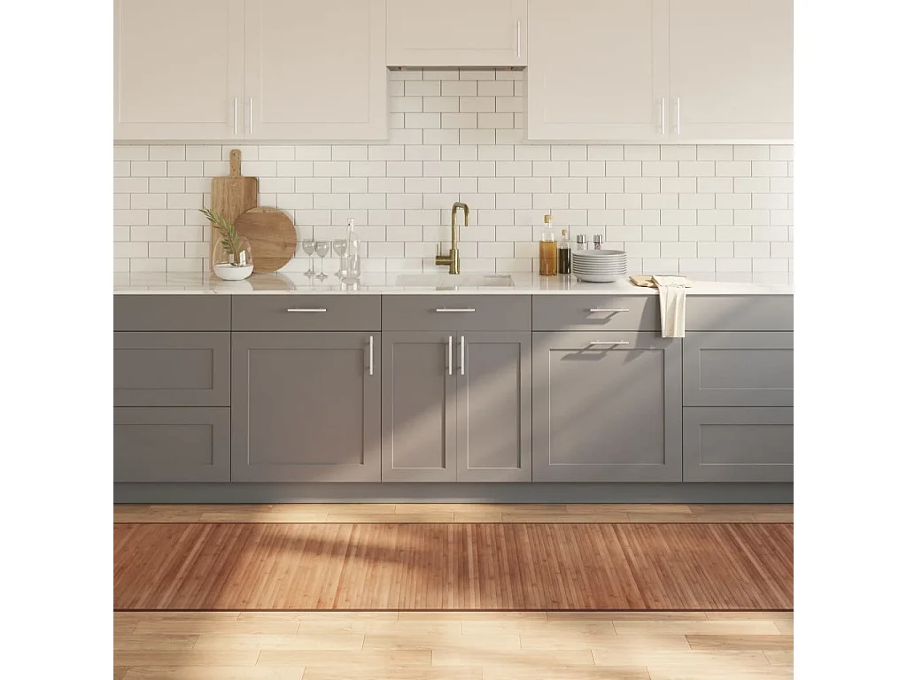 Tapis rectangulaire naturel 80x500 bambou