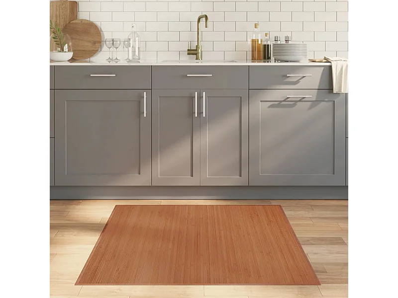 Tapis carré naturel 100x100 bambou