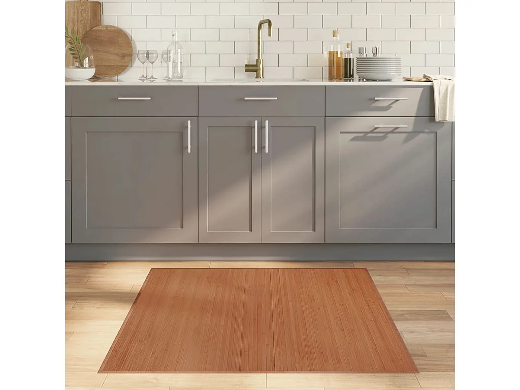 Tapis carré naturel 100x100 bambou