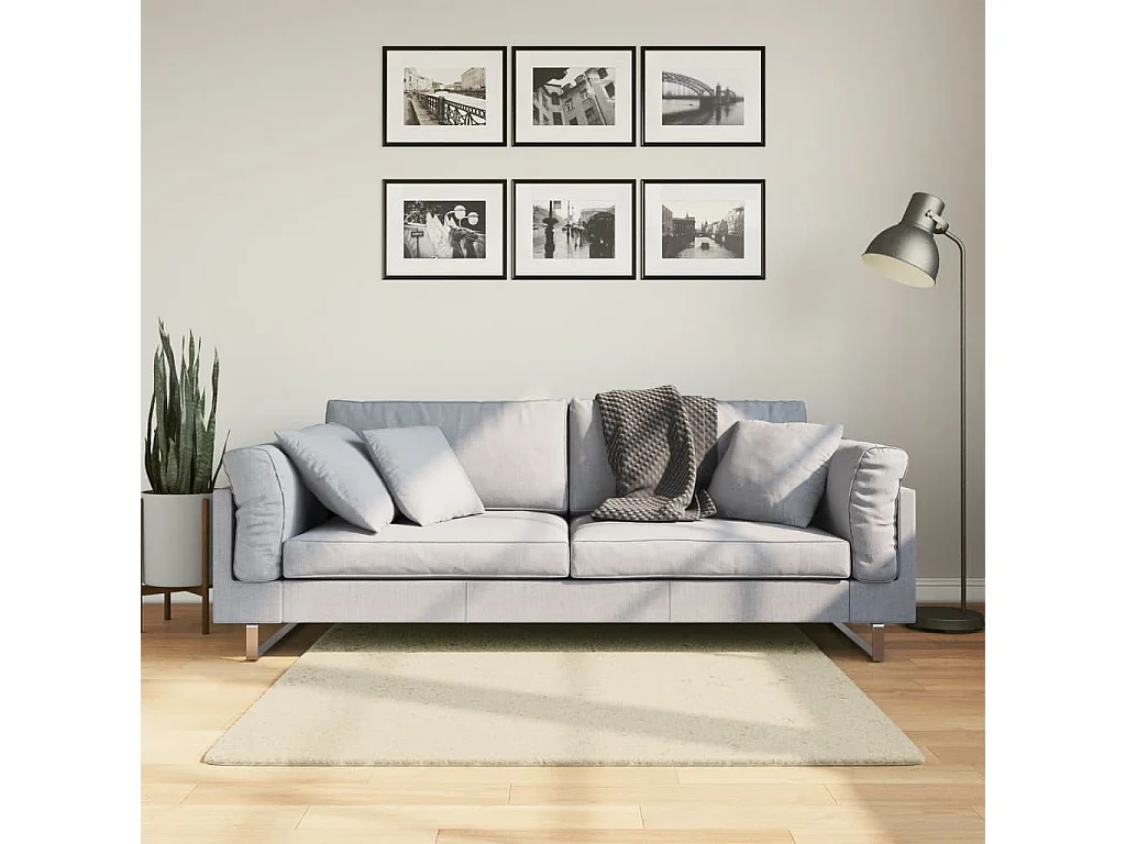 Tapis HUARTE à poils courts doux et lavable crème 120x120