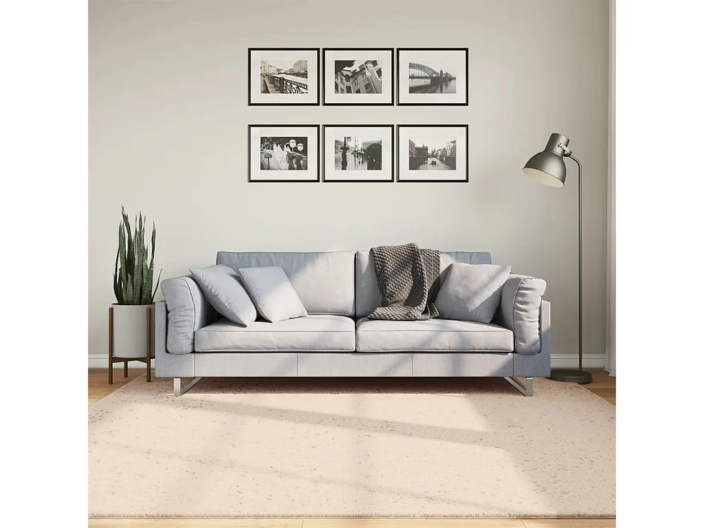 Tapis HUARTE à poils courts doux et lavable beige 200x200