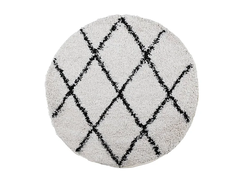 Tapis shaggy à poils longs moderne crème et noir Ø 280cm