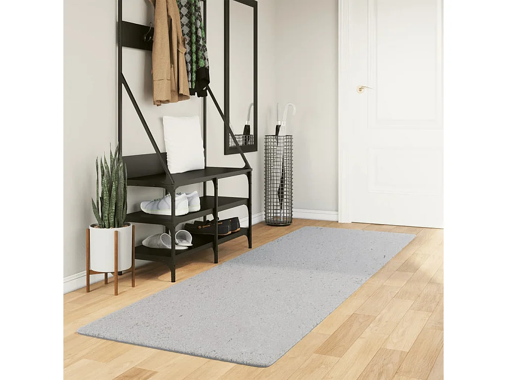 Tapis HUARTE à poils courts doux et lavable gris 80x250
