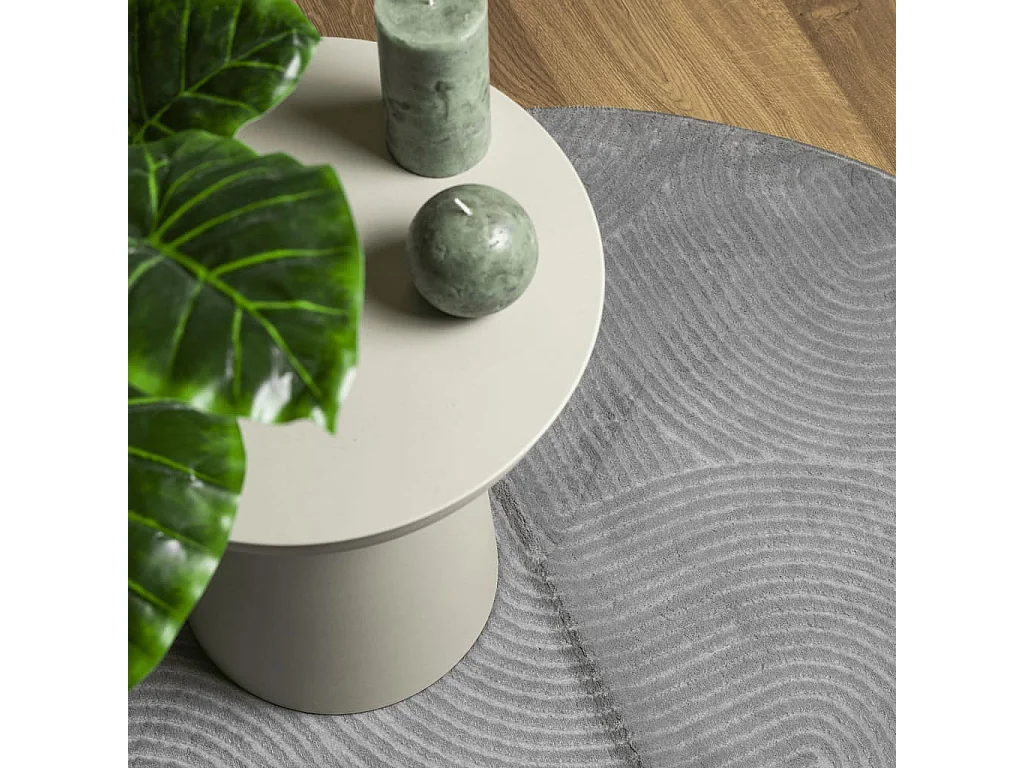 Tapis IZA poils courts style scandinave gris Ø 100cm