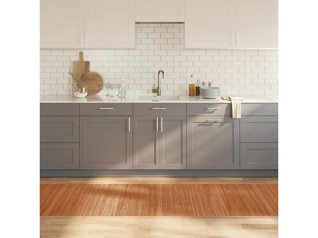 Tapis rectangulaire naturel 80x300 bambou