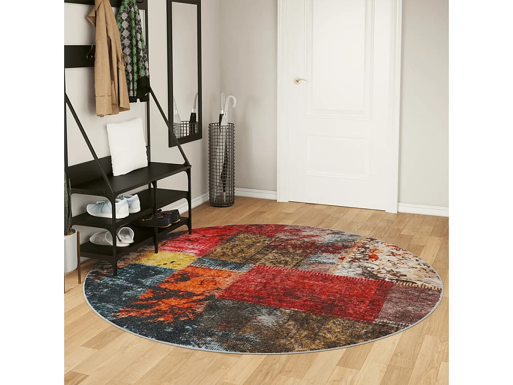 Tapis lavable multicolore Ø 200cm antidérapant
