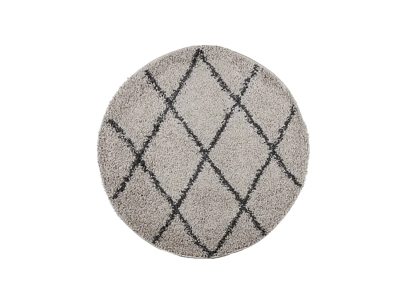 Tapis shaggy à poils longs moderne beige et anthracite Ø 120cm