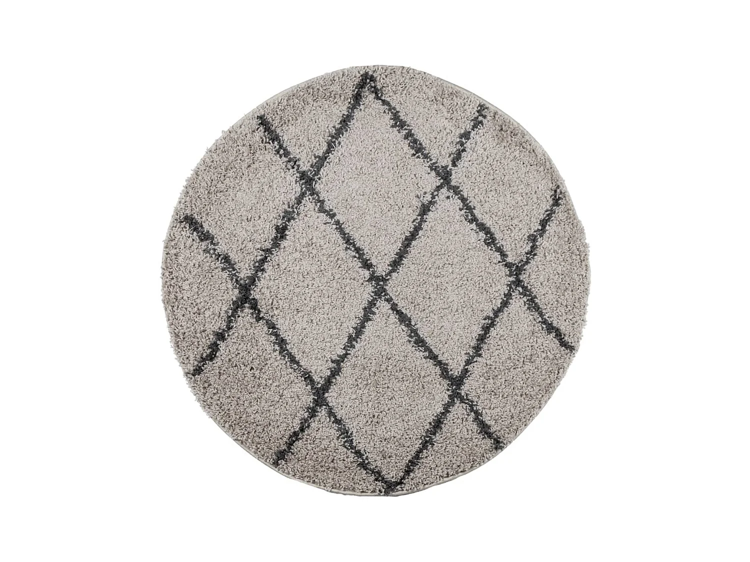 Tapis shaggy à poils longs moderne beige et anthracite Ø 120cm