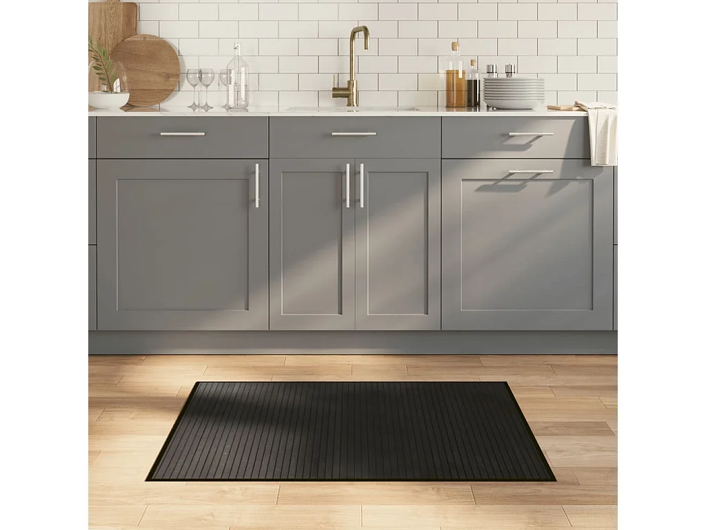 Tapis rectangulaire noir 70x100 bambou