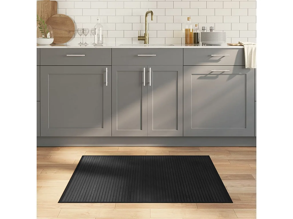 Tapis rectangulaire noir 80x100 bambou