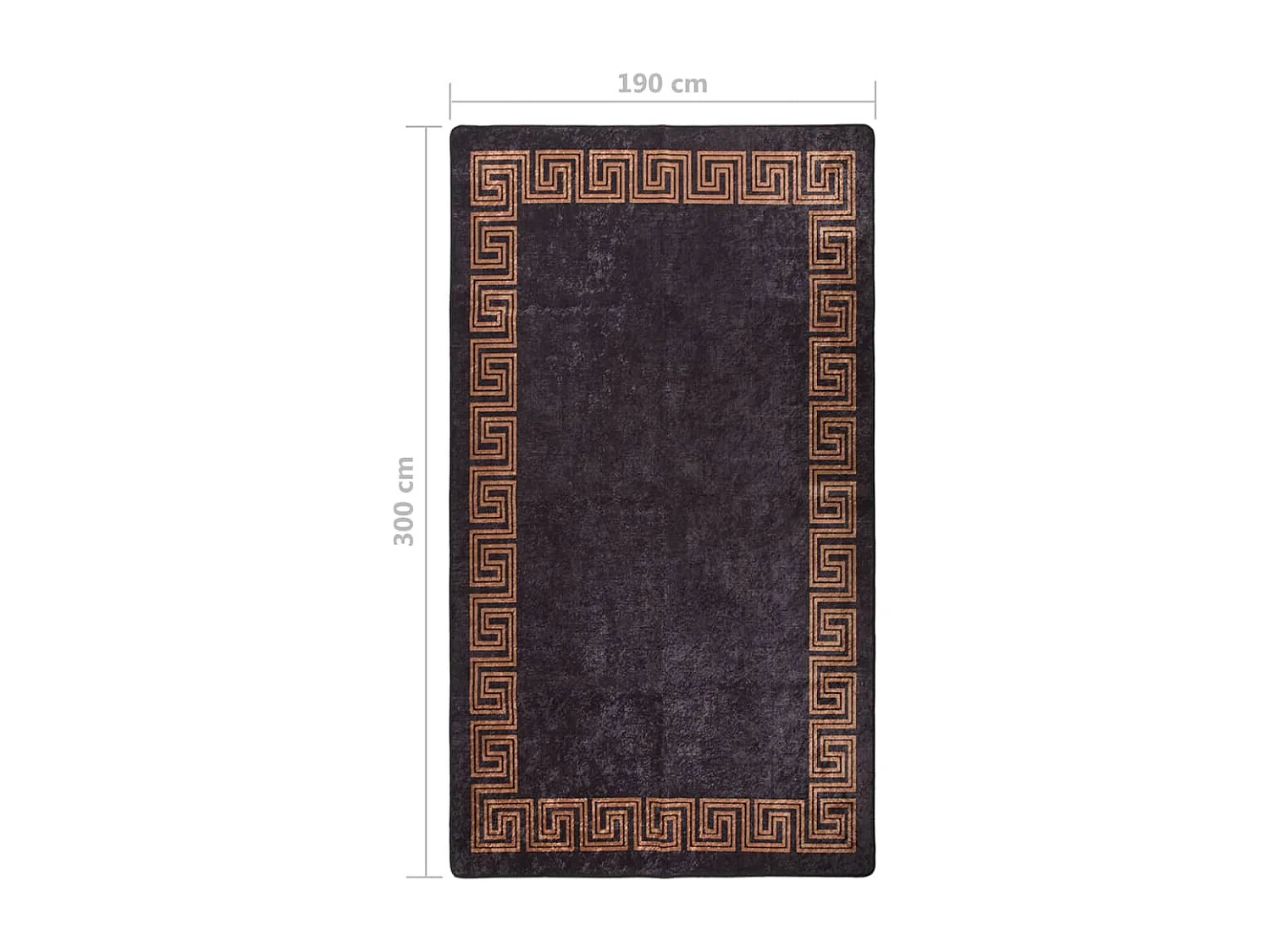 Tapis lavable antidérapant 190x300 Noir et doré