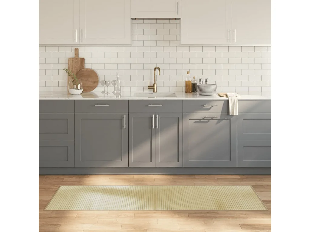 Tapis rectangulaire naturel clair 60x200 bambou