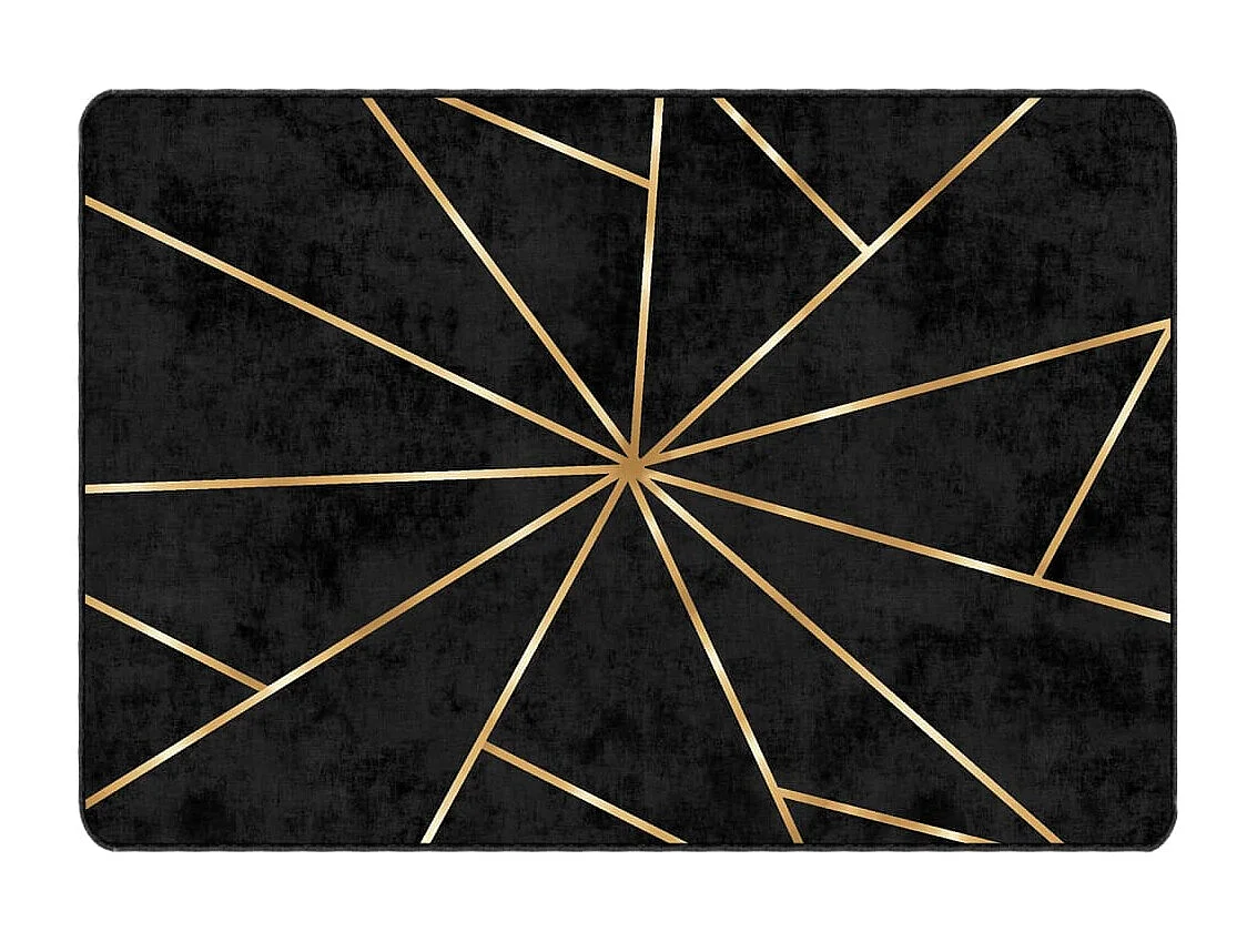 Tapis lavable noir et doré 120x180 antidérapant