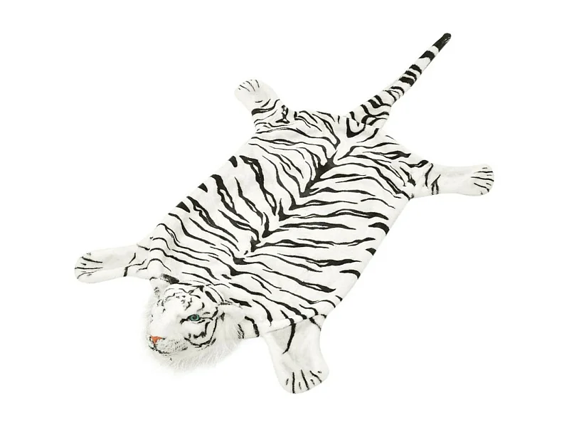 Tapis en peluche en forme de tigre 144cm Blanc