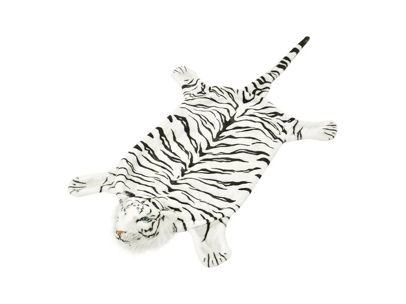 Tapis en peluche en forme de tigre 144cm Blanc