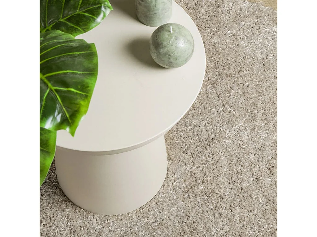 Tapis ISTAN à poils longs aspect brillant beige Ø 80cm