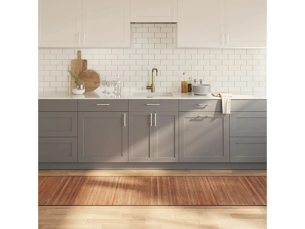 Tapis rectangulaire naturel 80x1000 bambou