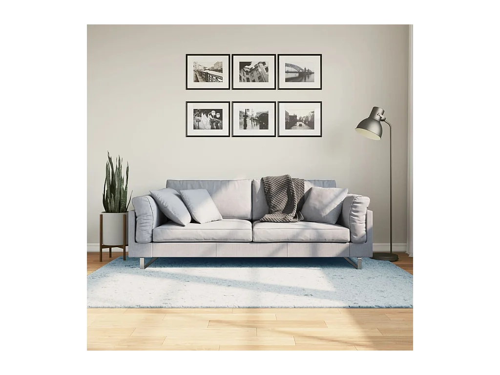 Tapis HUARTE à poils courts doux et lavable bleu 140x200