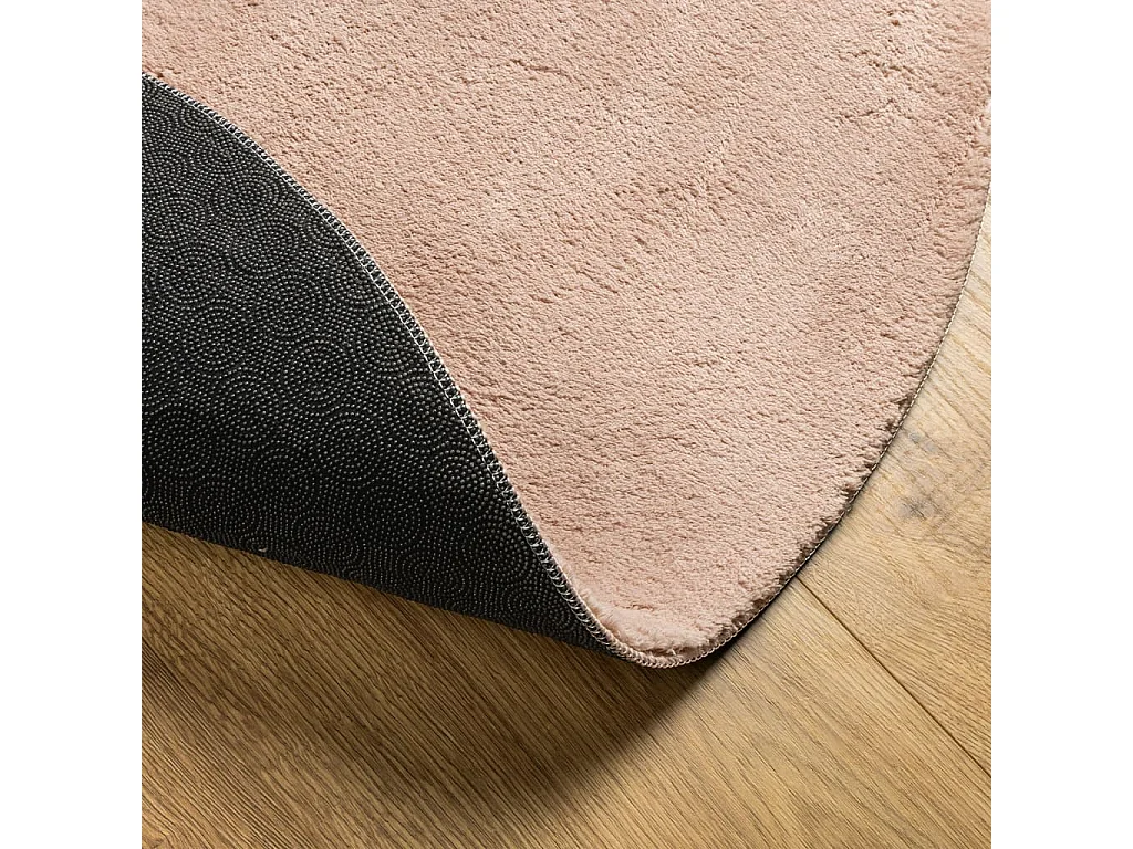 Tapis HUARTE à poils courts doux et lavable rouge clair Ø 100cm