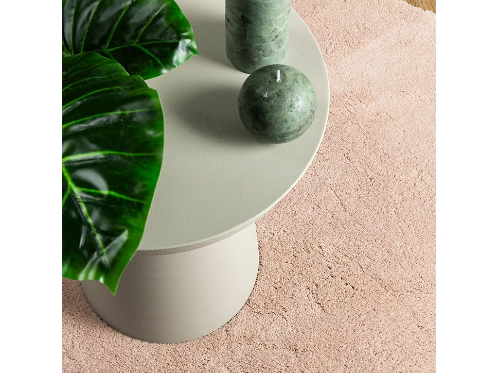 Tapis HUARTE à poils courts doux et lavable rouge clair Ø 100cm