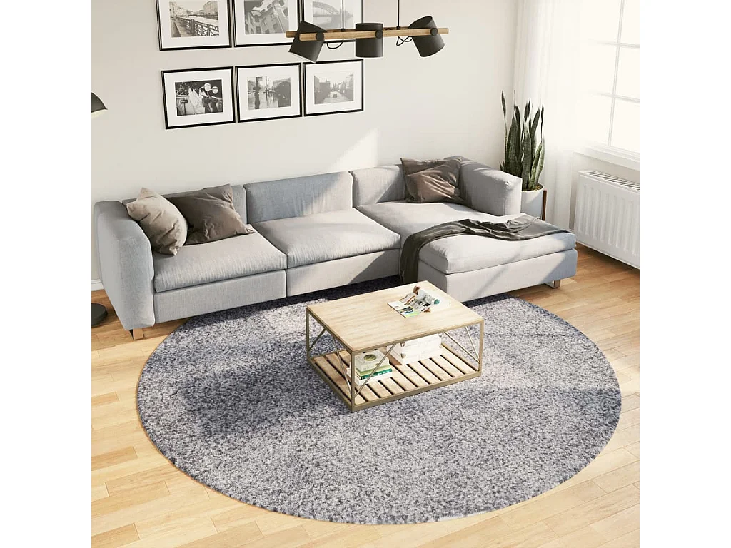 Tapis shaggy à poils longs moderne bleu Ø 240cm