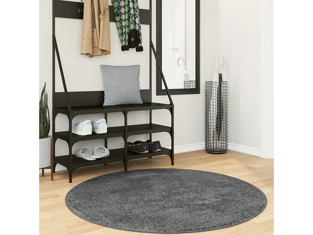 Tapis OVIEDO à poils courts anthracite Ø 120cm