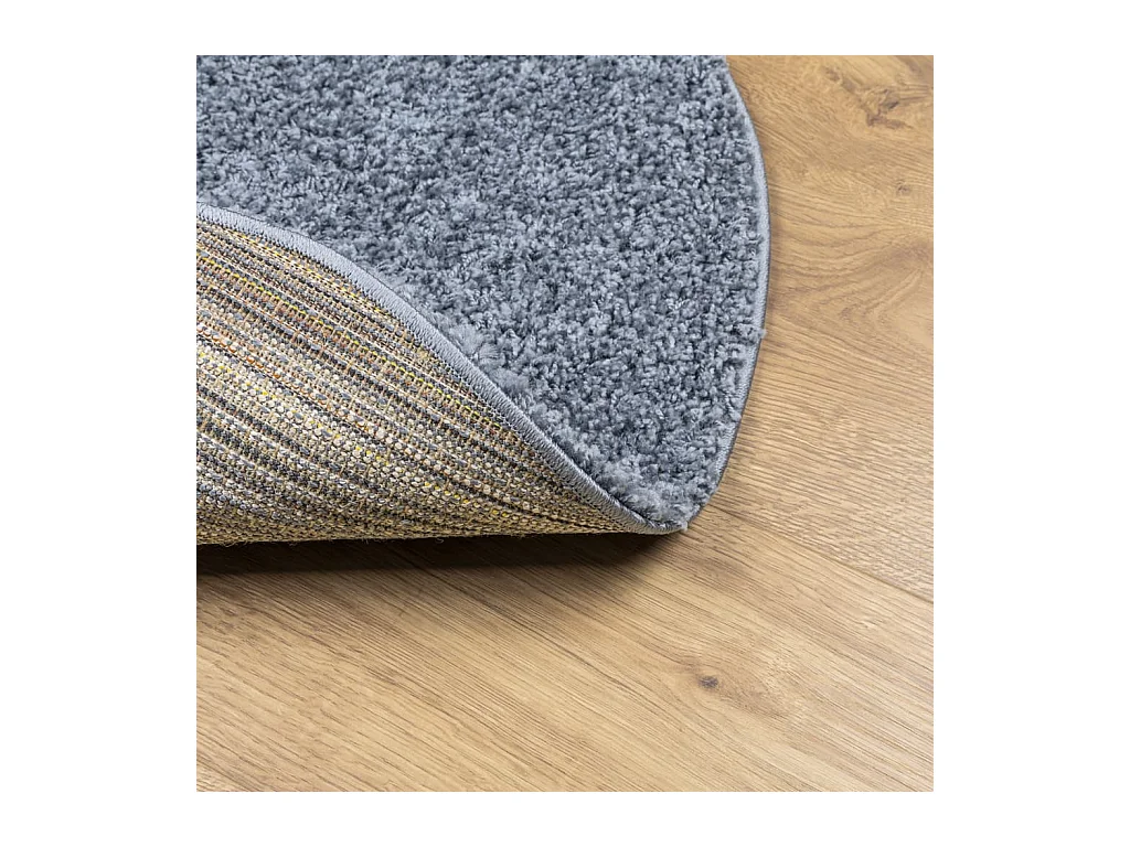Tapis shaggy à poils longs moderne bleu Ø 80cm