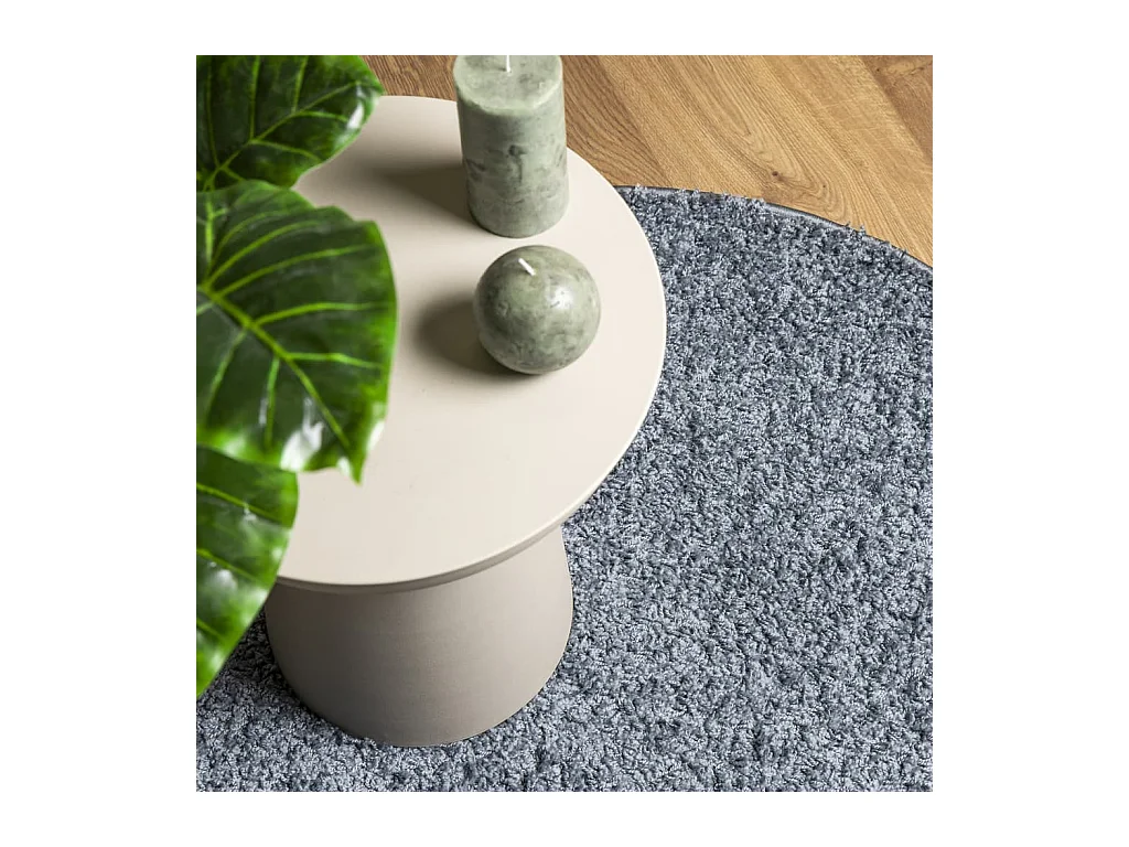 Tapis shaggy à poils longs moderne bleu Ø 80cm