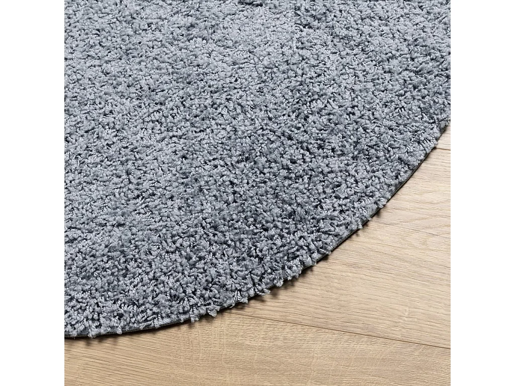 Tapis shaggy à poils longs moderne bleu Ø 80cm
