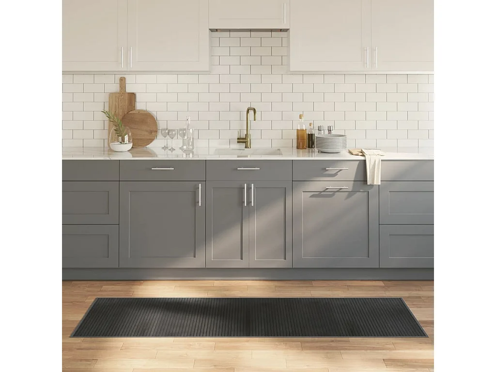 Tapis rectangulaire gris 60x200 bambou