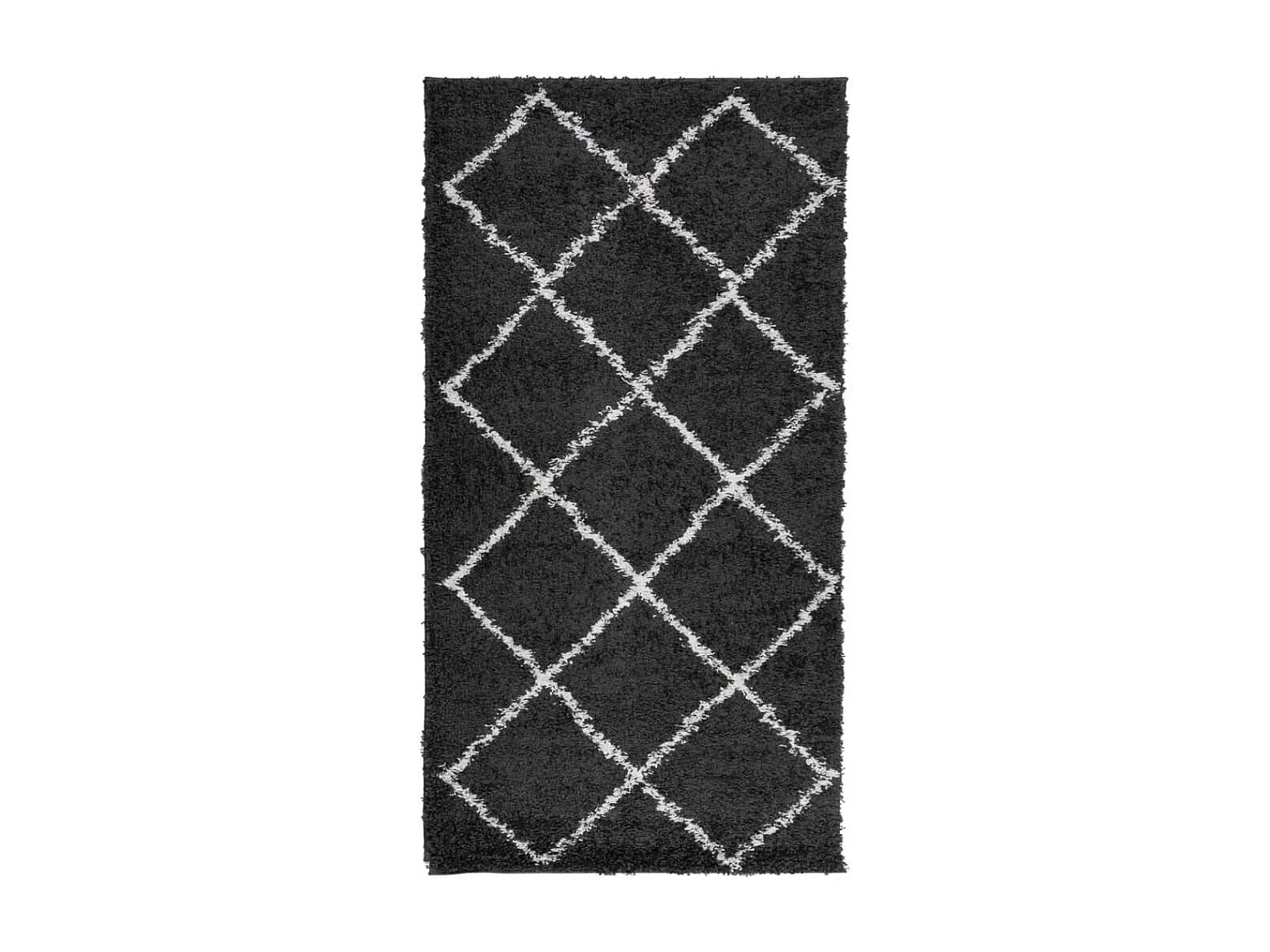 Tapis shaggy à poils longs moderne noir et crème 80x150