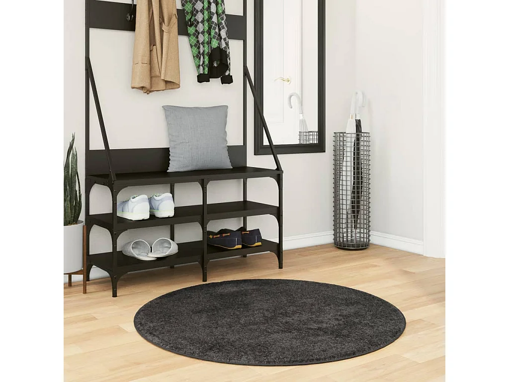 Alfombra de pelo largo moderna gris antracita Ø 100 cm