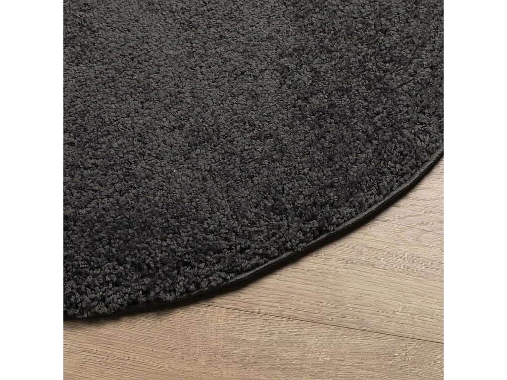 Alfombra de pelo largo moderna gris antracita Ø 100 cm