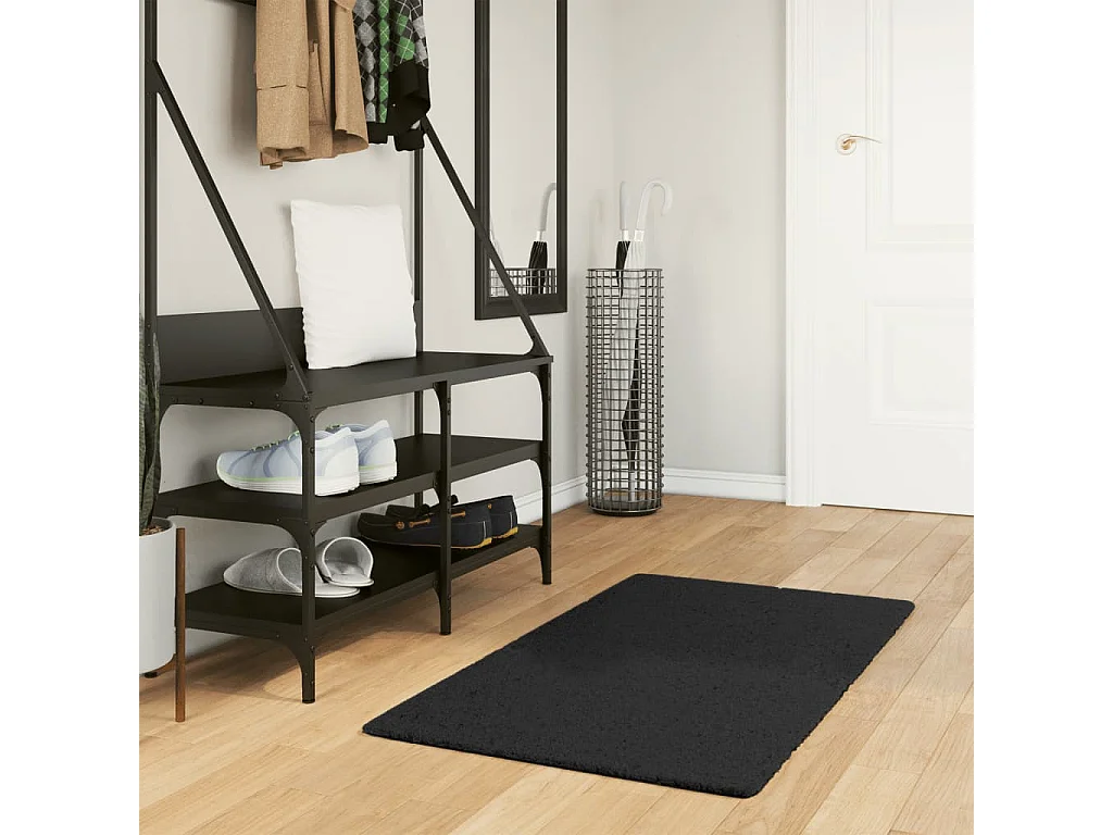Tapis HUARTE à poils courts doux et lavable noir 60x110