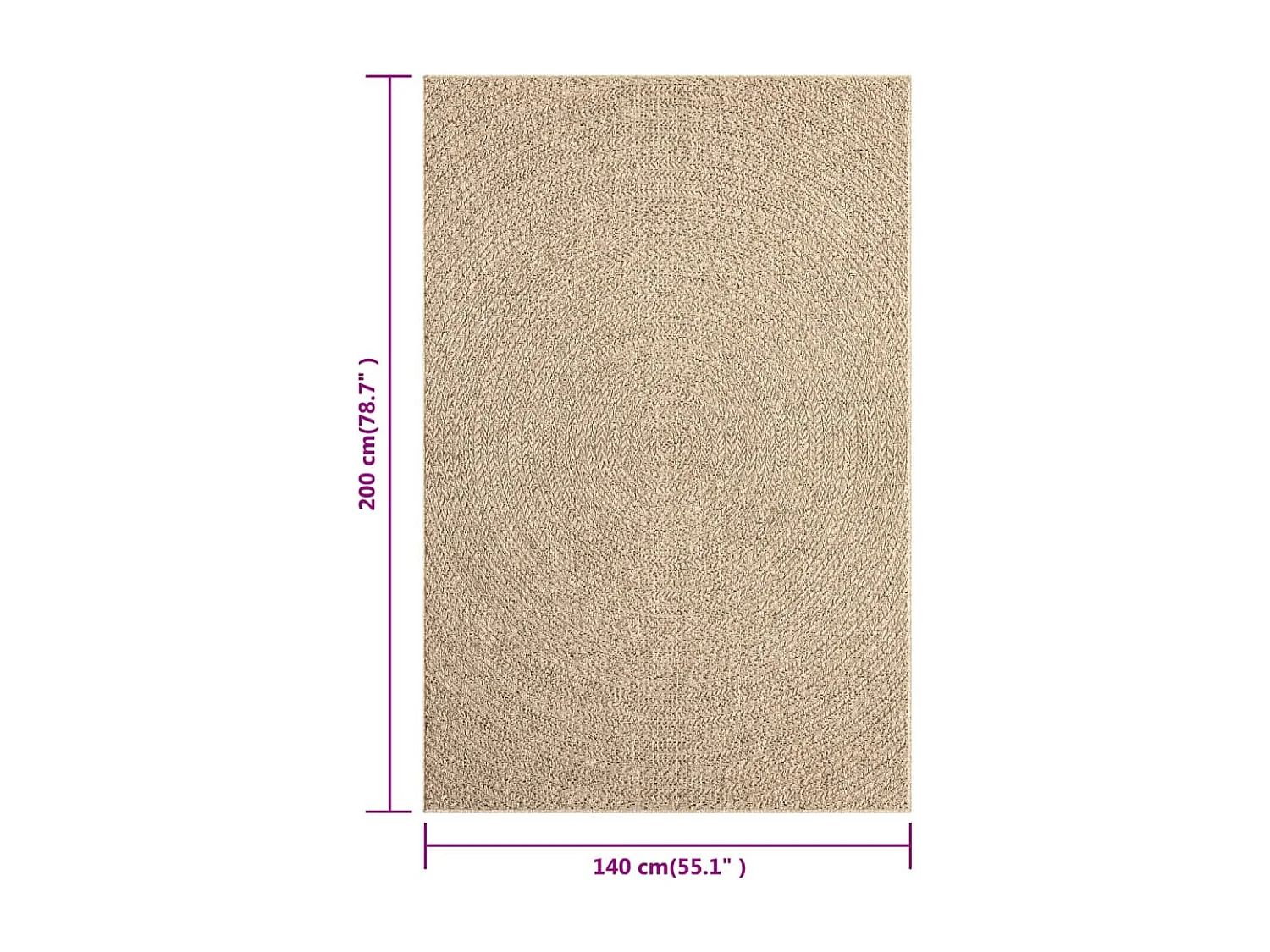 Tapis 140x200 aspect jute intérieur et extérieur