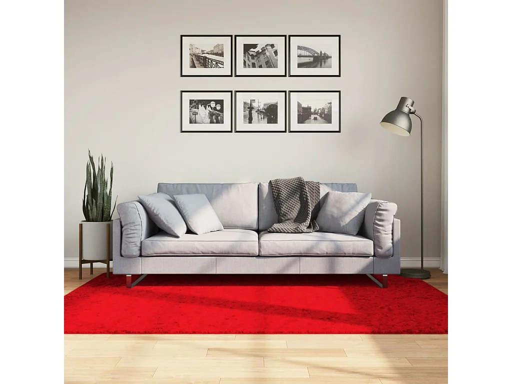 Tapis HUARTE à poils courts doux et lavable rouge 140x200