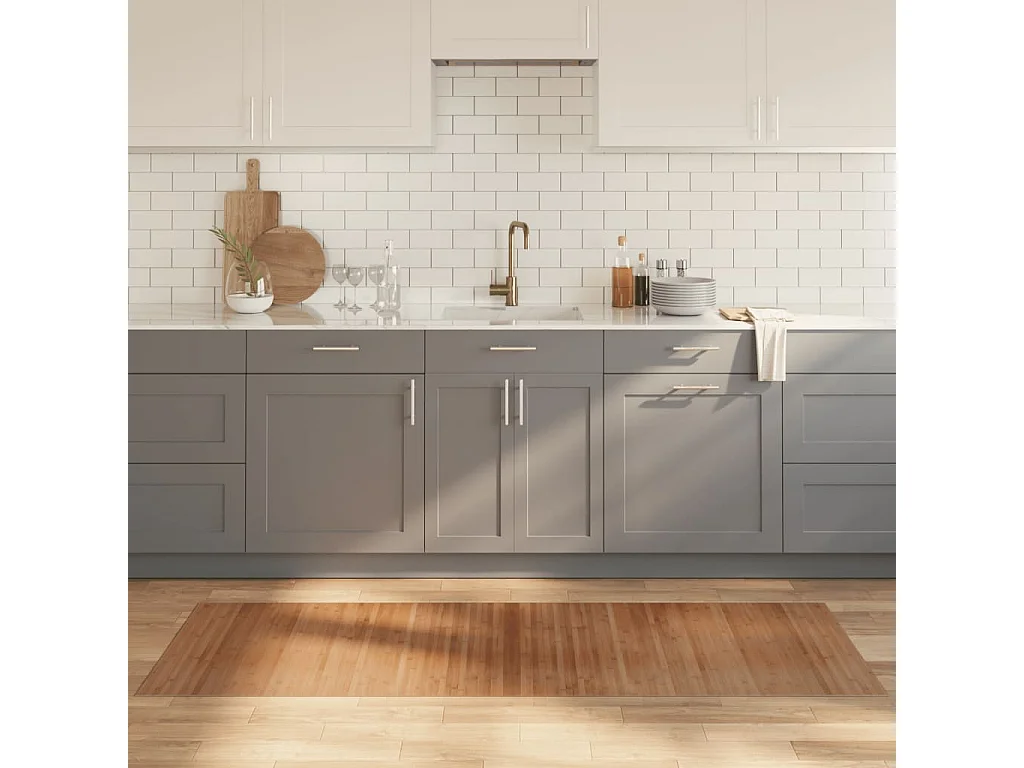 Tapis rectangulaire naturel 70x200 bambou