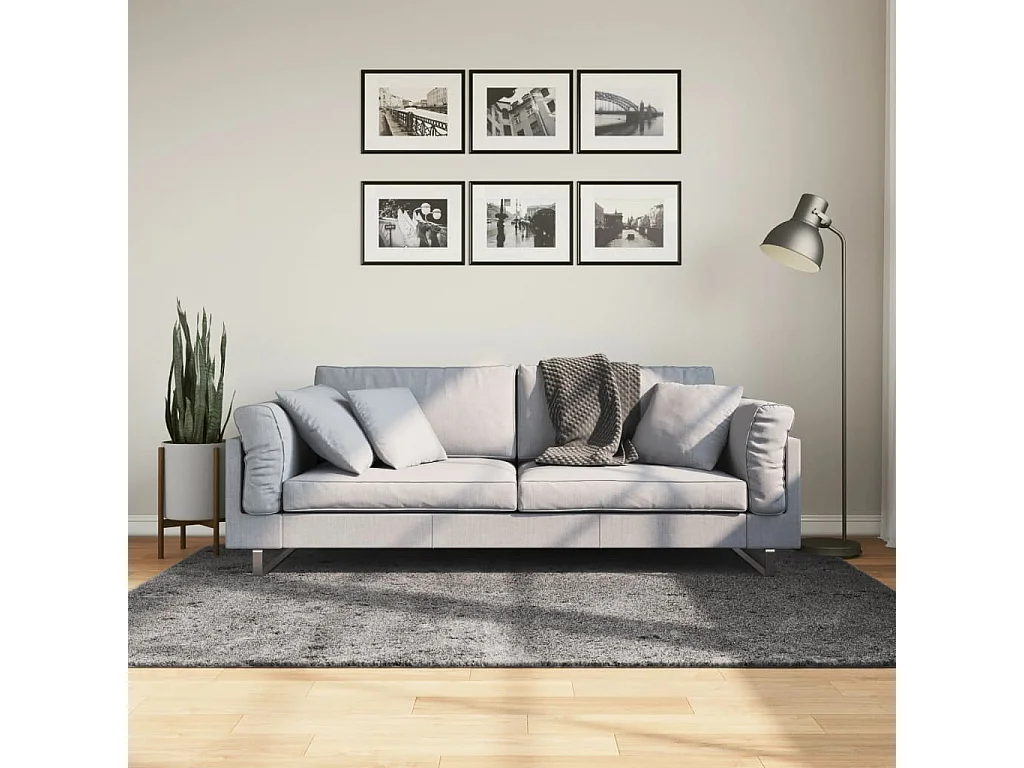 Tapis HUARTE à poils courts doux lavable anthracite 140x200