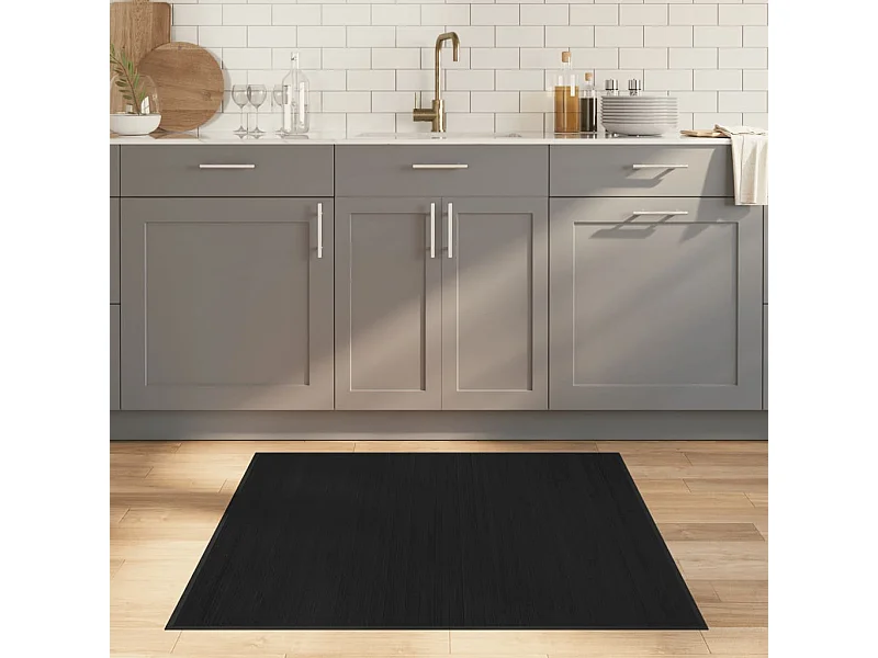 Tapis carré noir 100x100 bambou
